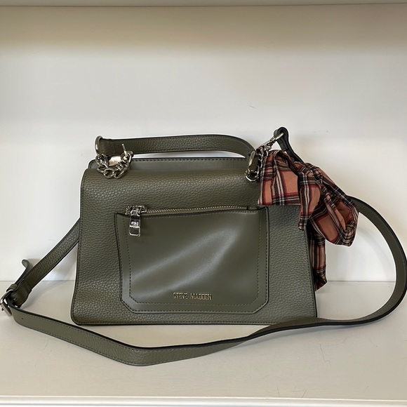 Steve Madden Handbags - Steve Madden very Dark Gray Green Handbag Crossbody Hand straps Snap Zip Closure